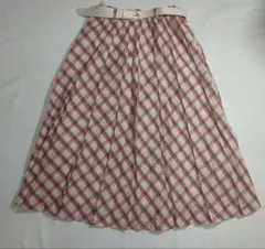昭和レトロ　赤と白のチェック柄プリーツスカート　当時もの