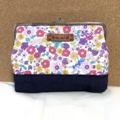 ハンドメイド　がま口ポーチ(花柄AＢ)