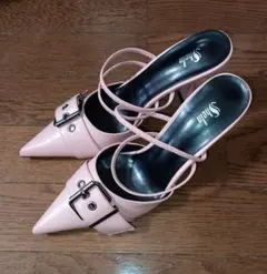 ピンク ポインテッドトゥ ミュール 23.5cm