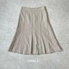 AMACA/フレアスカート/38/ベージュ/ウール混/綺麗め/オフィス/上品のサムネイル