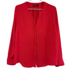 シャツ ブラウス【XL】赤 長袖シャツ おしゃれ服 ヴィンテージ 古着