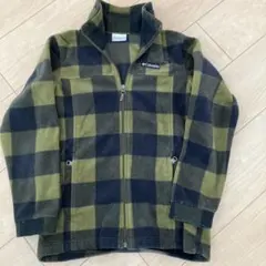 Columbia フリース オリーブ・ブラックのチェック　150cm