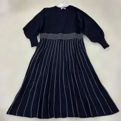 新品　Hina style ストライプ パフスリーブ ロングワンピース XL