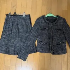 アンタイトル ツイード セットアップ ノーカラージャケット スカート 卒業式　M