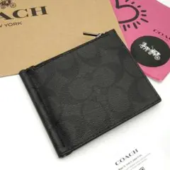 COACH マネークリップ 新品 ブラック 最新作 ペブルレザー メンズ COACH マネークリップ 新品 ブラック 最新作 黒 ペブルレザー メンズ