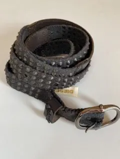 DIESEL ディーゼル ベルト 2連 レザー切替 スタッズ ブラック現行非売品