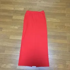 赤 リブ編み タイトスカート ウエスト30cm 伸びて着心地のいいロングスカート