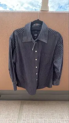 GAP ストライプシャツ 長袖 ネイビー M