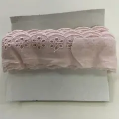 ピンクの刺繍入りレース生地 約2・5cm幅約5メートル(シミあり)62