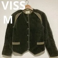 ◆ VISS ヴィス ノーカラーコーデュロイジャケット M グリーン スエード調のサムネイル