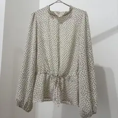 GRL グレイル ドット 水玉 ホワイト ブラウス フリーサイズ ポリエステル