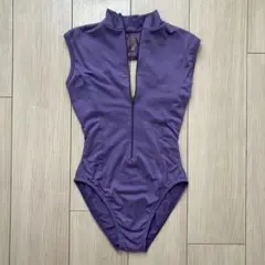 難あり　ダンスケイト　ハイネックレオタード　パープル　大人バレエ　M
