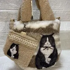 コヤンイサムチョン　ボア　トートバッグ　 ポーチおまけ付き　猫ちゃん