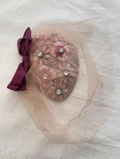 クリスタル付き刺繍花柄ヘッドドレス