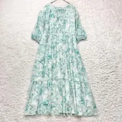 ローズティアラ マキシ丈 花柄 ワンピース ティアード 大きいサイズ 手洗い可