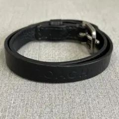 【H4】希少✨COACH コーチ　ブラック　レザー　ブレスレット　バングル