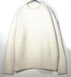 【極美品】モヘア 長袖ニットプルオーバー モックネック M-L ホワイト