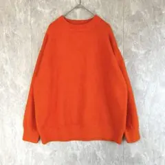 【ザラ】クルーネック長袖ニットEUR/S オレンジ　ウール混 厚手 ゆったり