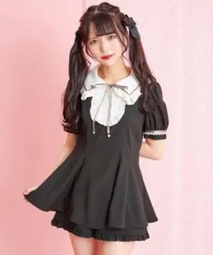 Secret Honey バイカラーフリルビッグ襟セットアップ