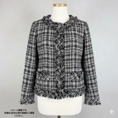 極美品【Paul Stuart】高級ツイードノーカラージャケット 6 三陽商会