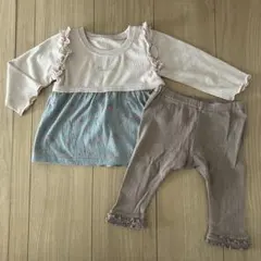 フリル付き長袖トップスとレギンスセット 90cm