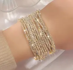 ゴールドラインストーンブレスレットKC金メッキ10本