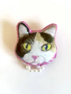 猫顔ブローチ ☆ピンク系（Ｃ）