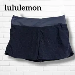 lululemon レオパード柄 ランニングショートパンツ ライナー付 紺