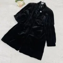 最高級品質 サガミンク 毛皮 ロングコート リアルファー　シェアードミンク　黒
