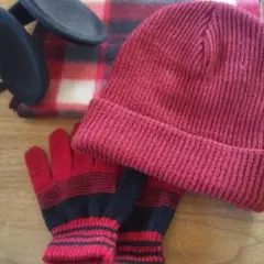 【お値下げ】スリーコインズ キッズニット帽 手袋 マフラー 耳あて