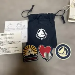 PETIT BATEAU 刺繍ワッペン３点セット 巾着ポーチ付き 小物入れ