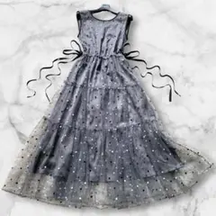 未使用級✨高級感 グレースコンチネンタル マルチドットembドレス チュール