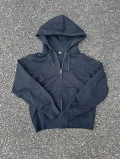 00s OLD UNIQLO zip up hoodie black Y2 短丈
