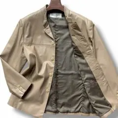 LL バルマン レザーコート シープスキン ベージュ メンズ 比翼 ジャケット