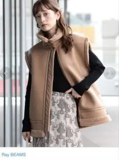Ray BEAMS ブラウン ポリエステル ベスト