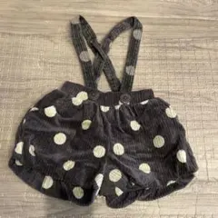 水玉模様のサスペンダー付きショートパンツ　サロペット