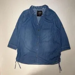 デニムシャツ　トップス　ドローストリング　カジュアル　アメカジ