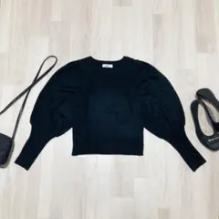 WEGO ブラック ポワン袖 ニット サイズM