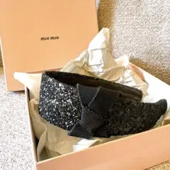 極美品 Miu Miu ヴィンテージ リボン カチューシャ 黒 ブラック 箱付きのサムネイル
