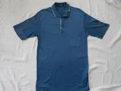 dunhill　ダンヒル　ネイビー系半袖ポロシャツ ストライプ襟