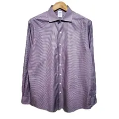 Brooks Brothers 長袖 パープルチェックシャツ 16 1/2