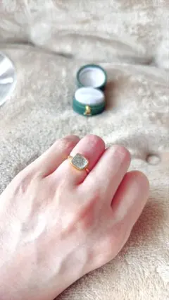 クークロワッサン　￼刻印あり　ローズクォーツゴールドリング　K14 クークロワッサン ￼刻印あり ローズクォーツゴールドリング K14