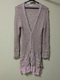 axes femme 透かし編み ロングカーディガン レース