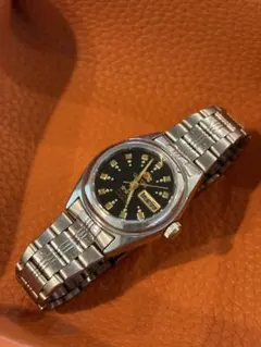 稼働品】ORIENT スリースター 自動巻き パープル文字盤 レディース