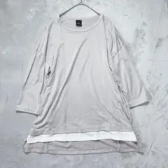 MONO-MART モノマート レイヤード風7分袖Tシャツ グレージュ F 春夏