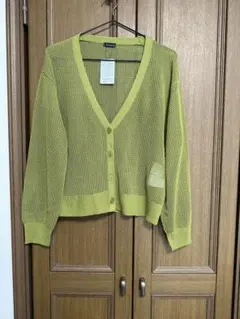 新品未使用　タグ付き　ライムグリーン メッシュカーディガン M しまむら