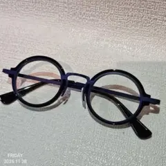 レトロ ロイドメガネ ハイカラ 高級フレーム 眼鏡 アイウェア ラウンド ブルー