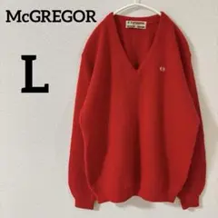 マックレガー　McGREGOR 長袖ニット　 【L】　ロゴ刺繍　ウール混 伸縮