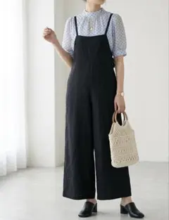 N. Natural Beauty Basicサロペット リネン混 ブラック Mのサムネイル