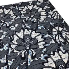 アフリカンプリント 1ヤード　灰色×濃紺 アフリカ布 ファブリック